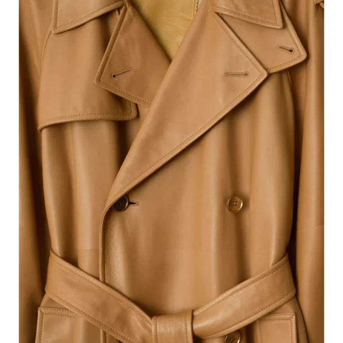 Lång Castleford-trenchcoat i läder Lång Castleford-trenchcoat i läder