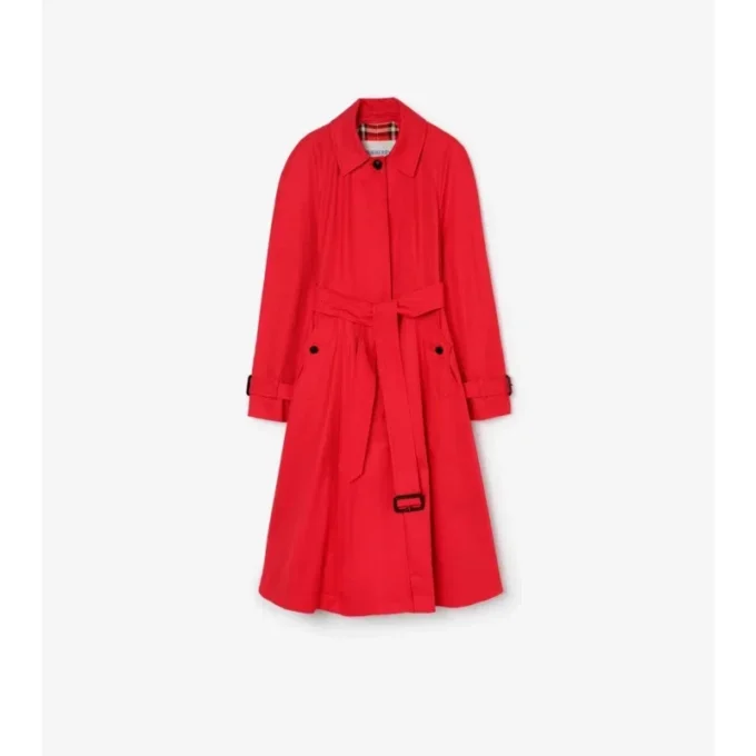 Lång gabardine-Car Coat i Ellingham-modell med utsvängd kjol Lång gabardine-Car Coat i Ellingham-modell med utsvängd kjol