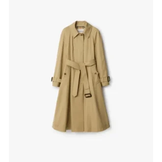 Lång gabardine-Car Coat i Ellingham-modell med utsvängd kjol
