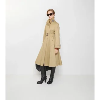 Lång gabardine-Car Coat i Ellingham-modell med utsvängd kjol
