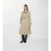 Lång gabardine-Car Coat i Ellingham-modell med utsvängd kjol Lång gabardine-Car Coat i Ellingham-modell med utsvängd kjol