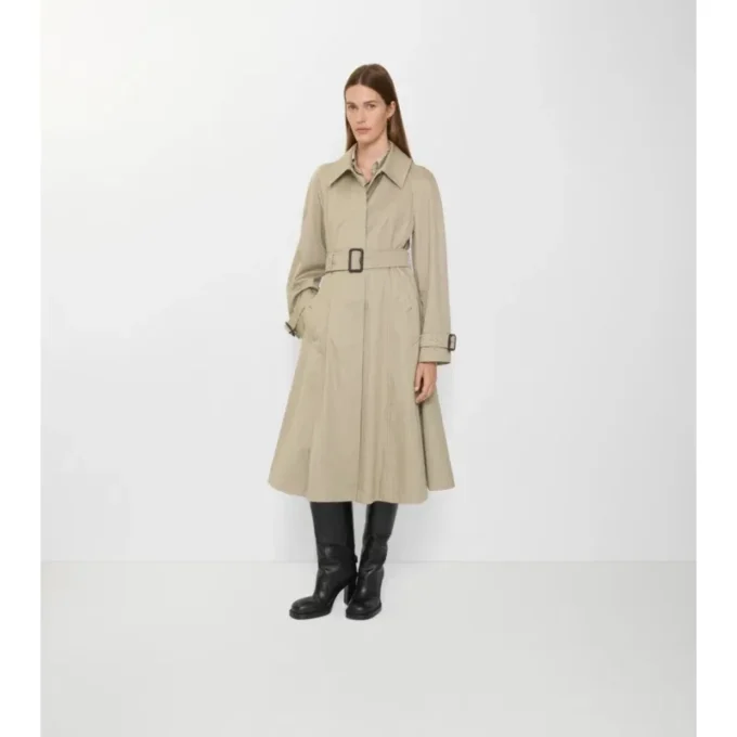 Lång gabardine-Car Coat i Ellingham-modell med utsvängd kjol Lång gabardine-Car Coat i Ellingham-modell med utsvängd kjol