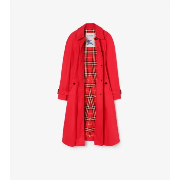 Lång gabardine-Car Coat i Ellingham-modell med utsvängd kjol Lång gabardine-Car Coat i Ellingham-modell med utsvängd kjol