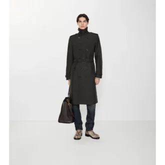 Lång geometrisk nylonblandad Trench Coat från Foxfield Lång geometrisk nylonblandad Trench Coat från Foxfield