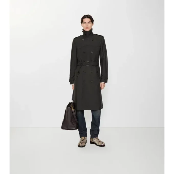 Lång geometrisk nylonblandad Trench Coat från Foxfield Lång geometrisk nylonblandad Trench Coat från Foxfield