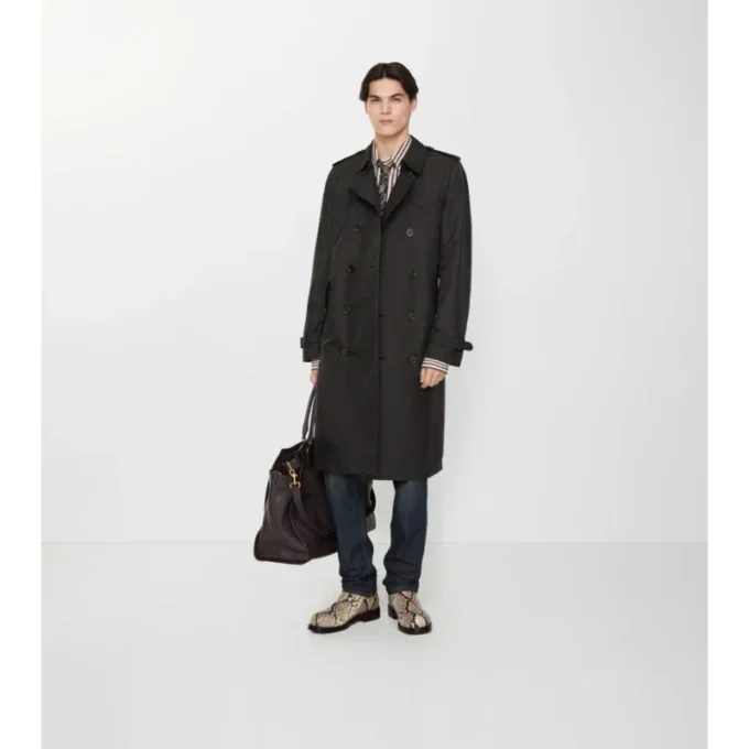 Lång geometrisk nylonblandad Trench Coat från Foxfield Lång geometrisk nylonblandad Trench Coat från Foxfield