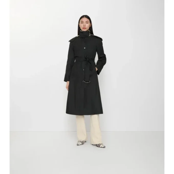 Lång nylon Car Coat med huva Lång nylon Car Coat med huva