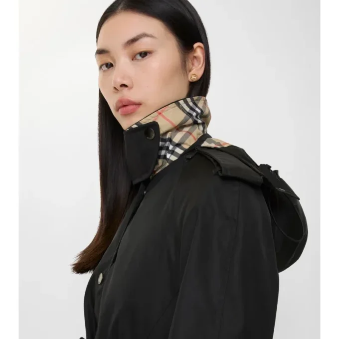 Lång nylon Car Coat med huva Lång nylon Car Coat med huva