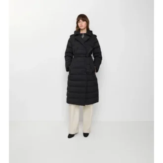 Lång pufferkappa i nylon med huva Lång pufferkappa i nylon med huva