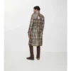 Lång rutig raffia-effekt-trenchcoat Lång rutig raffia-effekt-trenchcoat