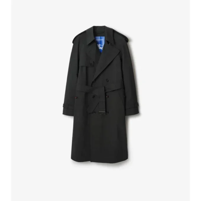 Lång trenchcoat i bondad stretchull Lång trenchcoat i bondad stretchull