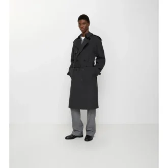 Lång trenchcoat i bondad stretchull