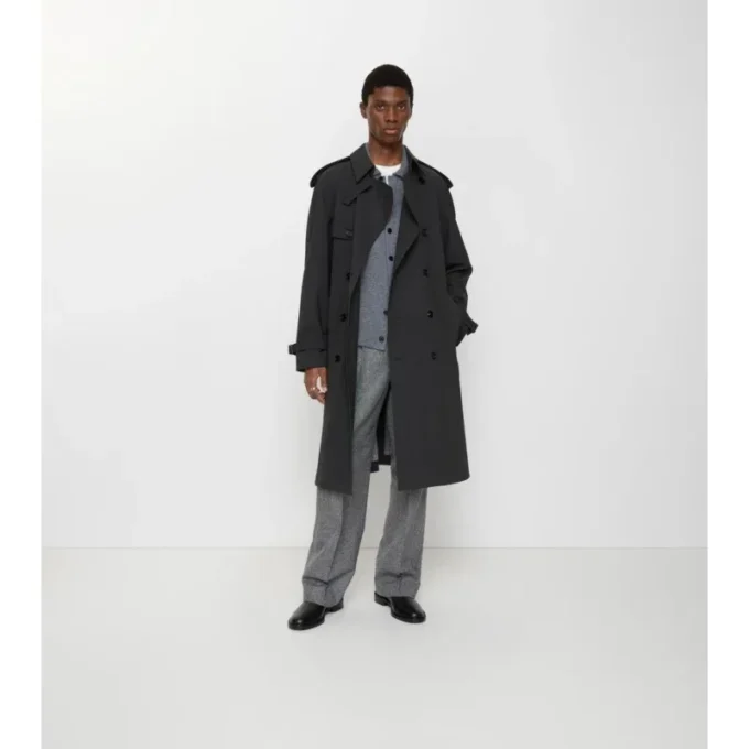 Lång trenchcoat i bondad stretchull Lång trenchcoat i bondad stretchull