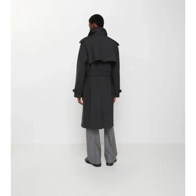 Lång trenchcoat i bondad stretchull Lång trenchcoat i bondad stretchull