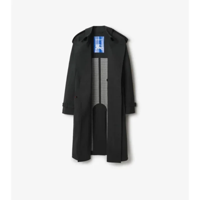 Lång trenchcoat i bondad stretchull Lång trenchcoat i bondad stretchull