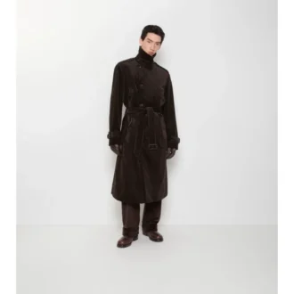 Lång trenchcoat i corduroy