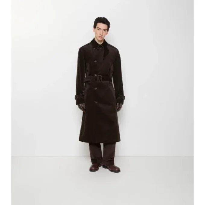 Lång trenchcoat i corduroy Lång trenchcoat i corduroy
