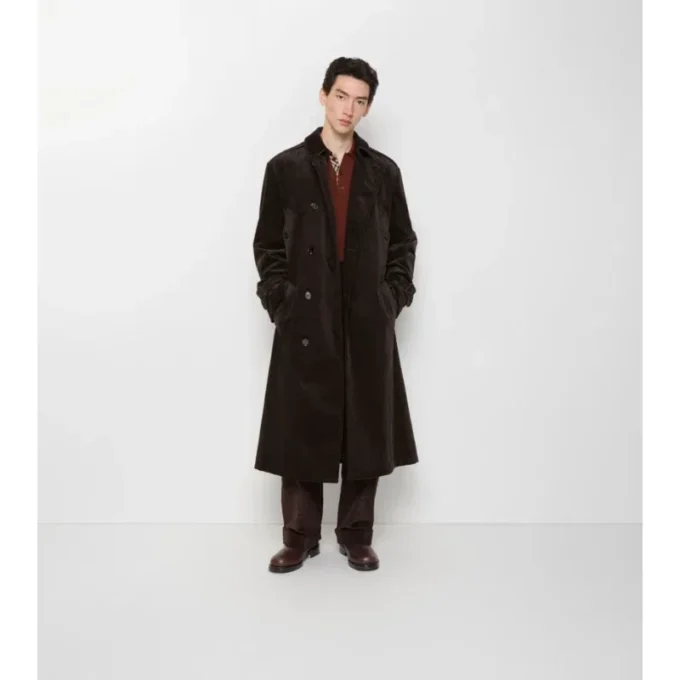 Lång trenchcoat i corduroy Lång trenchcoat i corduroy