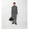 Lång trenchcoat i fiskbensmönstrad ull Lång trenchcoat i fiskbensmönstrad ull
