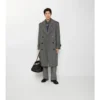 Lång trenchcoat i fiskbensmönstrad ull Lång trenchcoat i fiskbensmönstrad ull