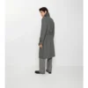 Lång trenchcoat i fiskbensmönstrad ull Lång trenchcoat i fiskbensmönstrad ull