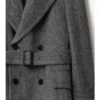 Lång trenchcoat i fiskbensmönstrad ull Lång trenchcoat i fiskbensmönstrad ull