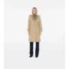 Lång trenchcoat i gabardin med rutig krage Lång trenchcoat i gabardin med rutig krage