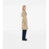 Lång trenchcoat i gabardin med rutig krage Lång trenchcoat i gabardin med rutig krage