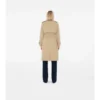 Lång trenchcoat i gabardin med rutig krage Lång trenchcoat i gabardin med rutig krage