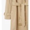 Lång trenchcoat i gabardin med rutig krage Lång trenchcoat i gabardin med rutig krage