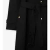 Lång trenchcoat i gabardin med rutig krage Lång trenchcoat i gabardin med rutig krage