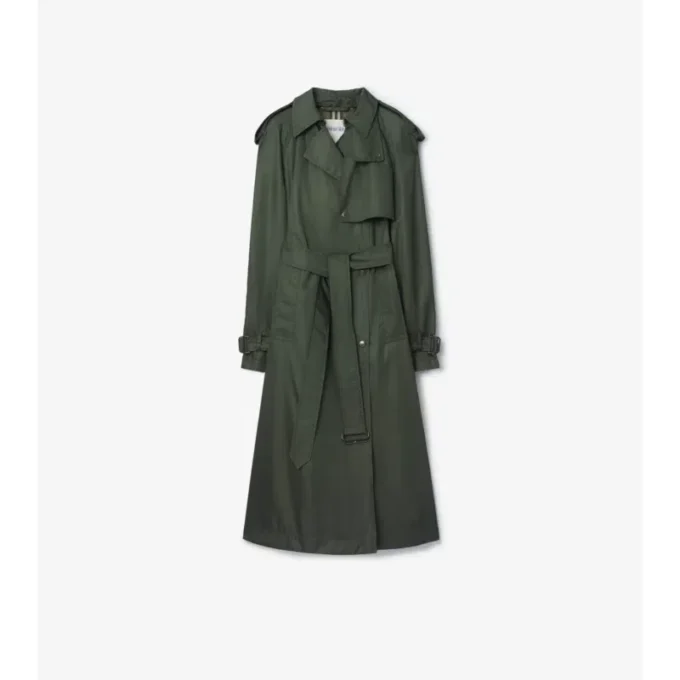 Lång trenchcoat i nylon med huva
