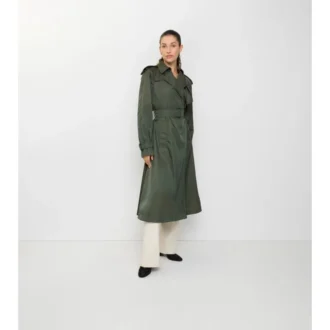 Lång trenchcoat i nylon med huva