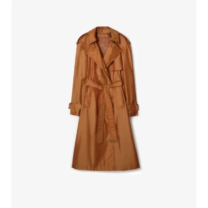 Lång trenchcoat i nylonblandning Lång trenchcoat i nylonblandning