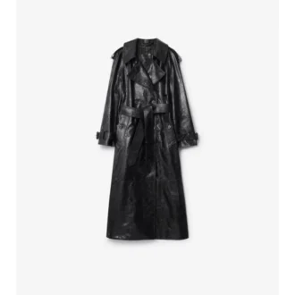Lång trenchcoat i präglat läder Lång trenchcoat i präglat läder