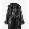 Lång trenchcoat i präglat läder