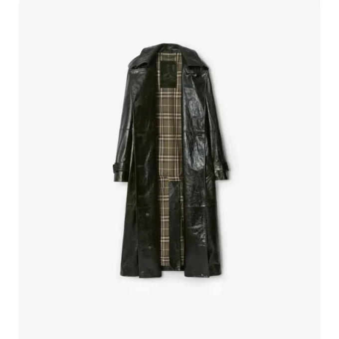 Lång trenchcoat i präglat läder Lång trenchcoat i präglat läder