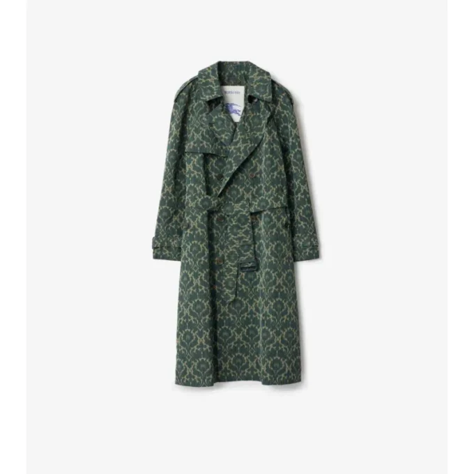 Lång trenchcoat i viskosblandning i barockstil Lång trenchcoat i viskosblandning i barockstil