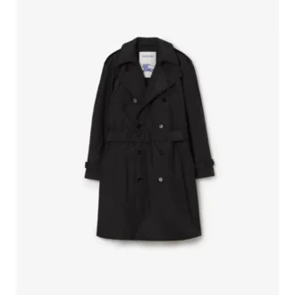 Lång, vadderad Trench Coat i bomull och nylon