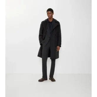 Lång, vadderad Trench Coat i bomull och nylon