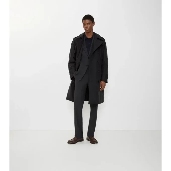 Lång, vadderad Trench Coat i bomull och nylon Lång, vadderad Trench Coat i bomull och nylon