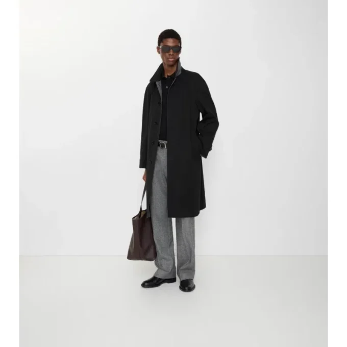 Lång vändbar Parkbury-Car Coat i rutig ull Lång vändbar Parkbury-Car Coat i rutig ull