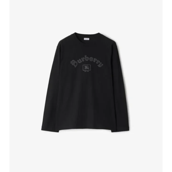 Långärmad T-shirt i bomull med gotiskt logo Långärmad T-shirt i bomull med gotiskt logo