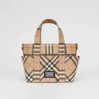 Logo-applikation Vintage Check E-Canvas-väska