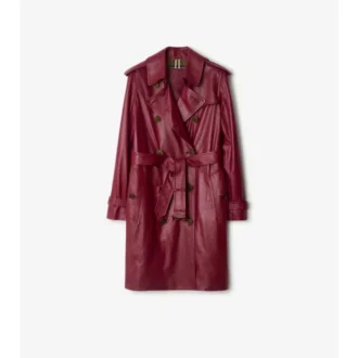 Mellanglång Kensington-trenchcoat i läder Mellanglång Kensington-trenchcoat i läder