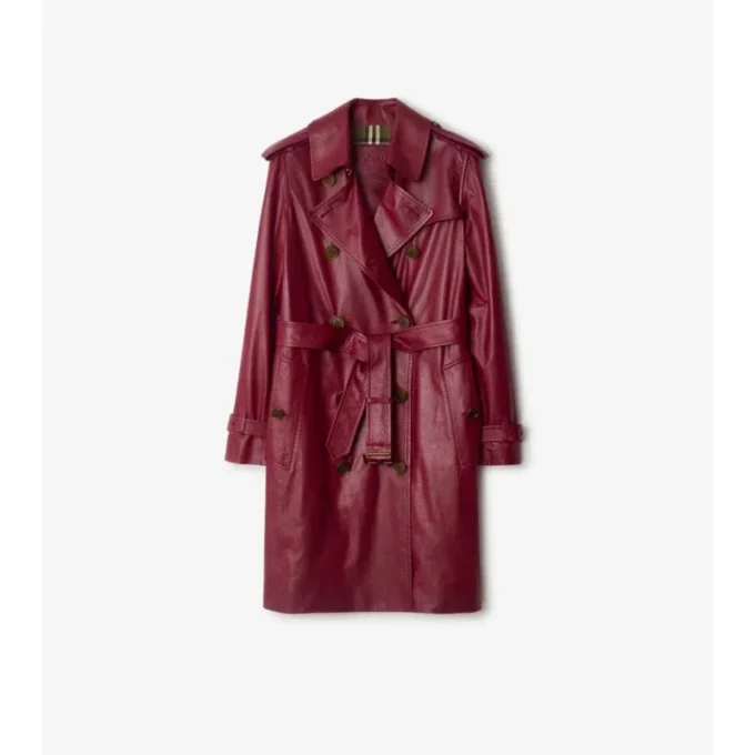 Mellanglång Kensington-trenchcoat i läder Mellanglång Kensington-trenchcoat i läder