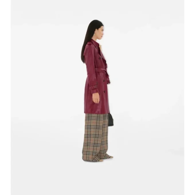 Mellanglång Kensington-trenchcoat i läder Mellanglång Kensington-trenchcoat i läder