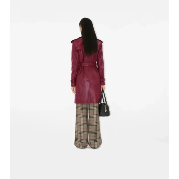 Mellanglång Kensington-trenchcoat i läder Mellanglång Kensington-trenchcoat i läder