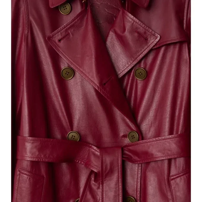 Mellanglång Kensington-trenchcoat i läder Mellanglång Kensington-trenchcoat i läder