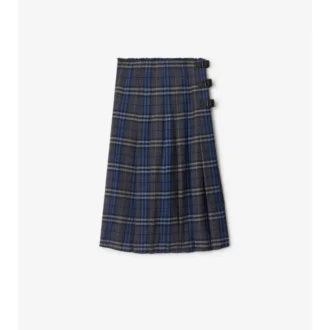 Midi-kilt i rutig ull
